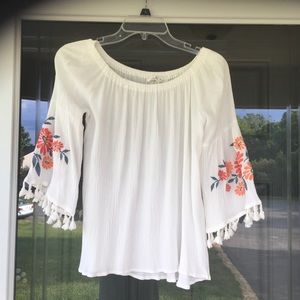 Embroidery off the Shoulder Top